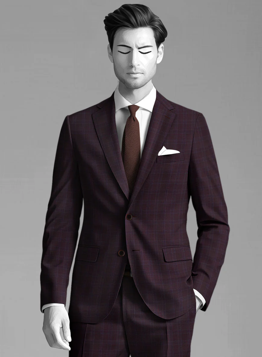 Napolean Gisde Glen Purple Wool Suit - Image 4