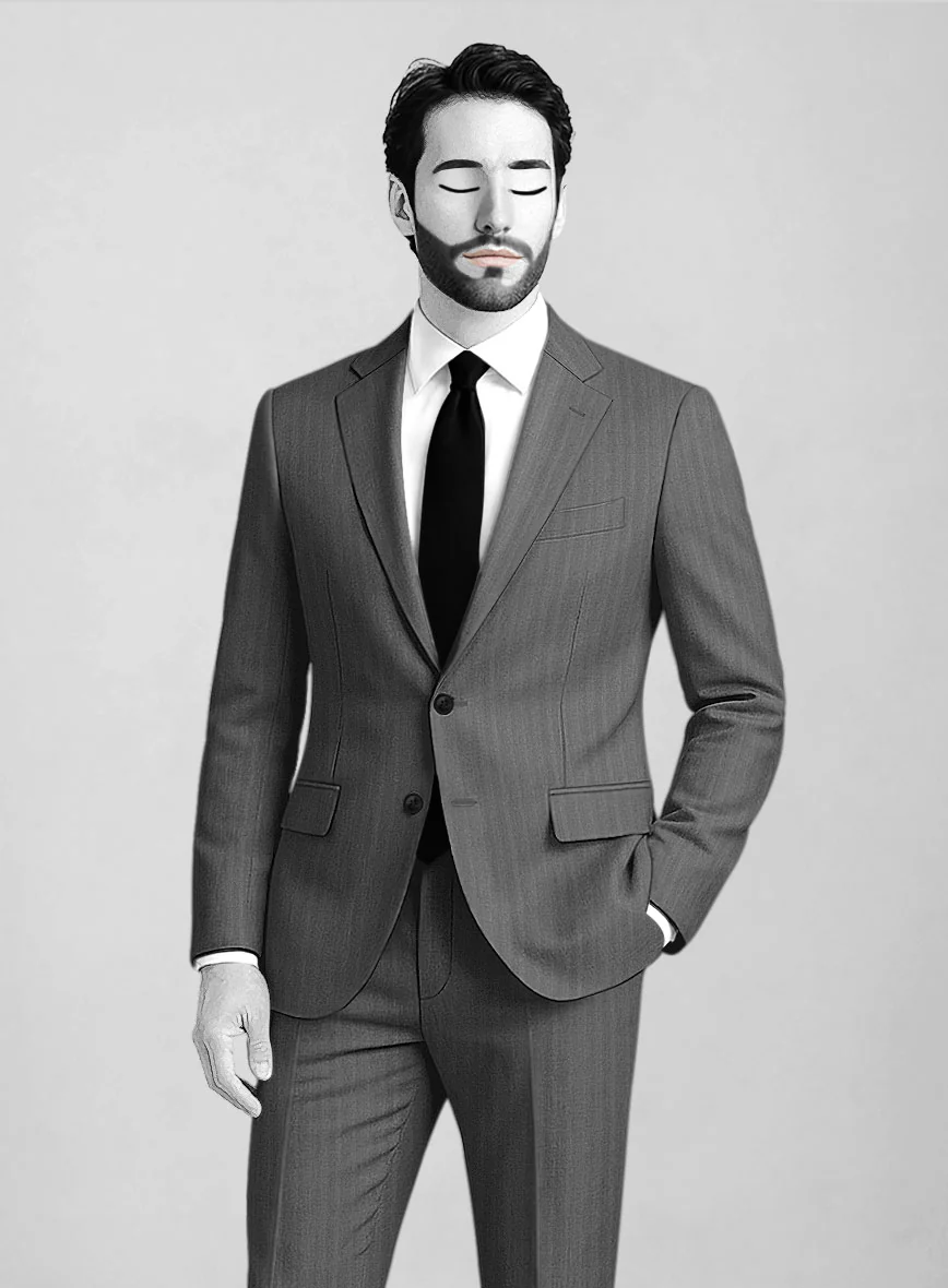 Napolean Gray Herringbone Wool Jacket - Image 2