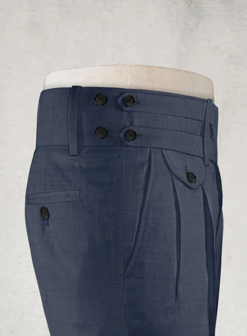 Napolean Highball Blue Double Gurkha Wool Trousers - Image 4