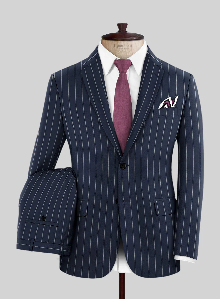 Napolean Ikel Stripe Space Blue Wool Suit - Image 2