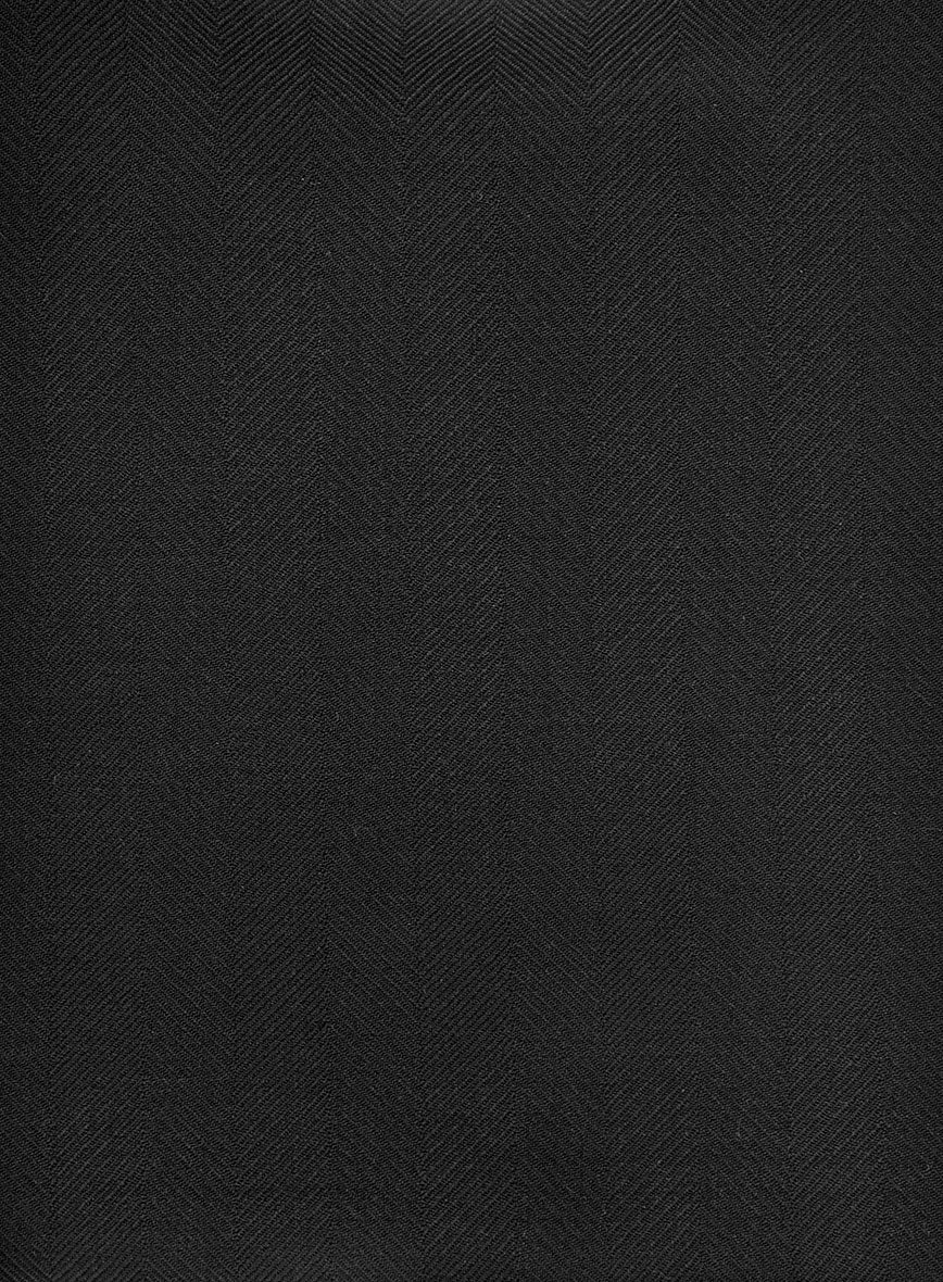Napolean Imperial Black Herringbone Wool Tuxedo Suit - Image 7