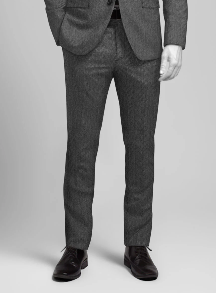 Napolean Imperial Gray Herringbone Wool Pants - Image 3