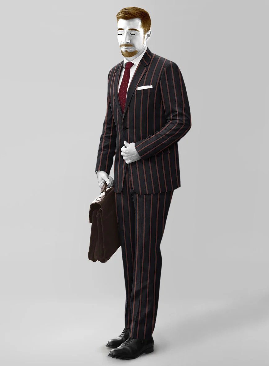 Napolean Ipai Stripe Black Wool Suit