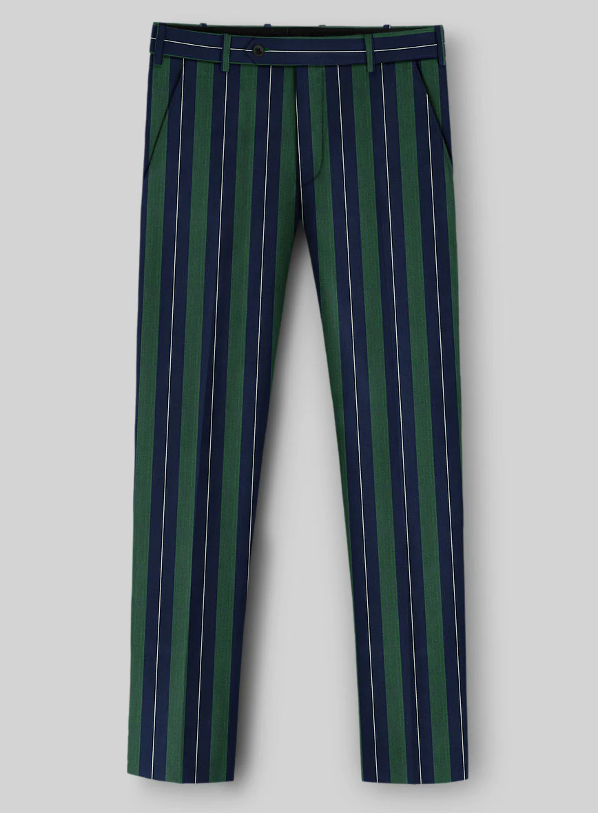 Napolean Izzaro Stripe Green Blue Wool Suit - Image 5