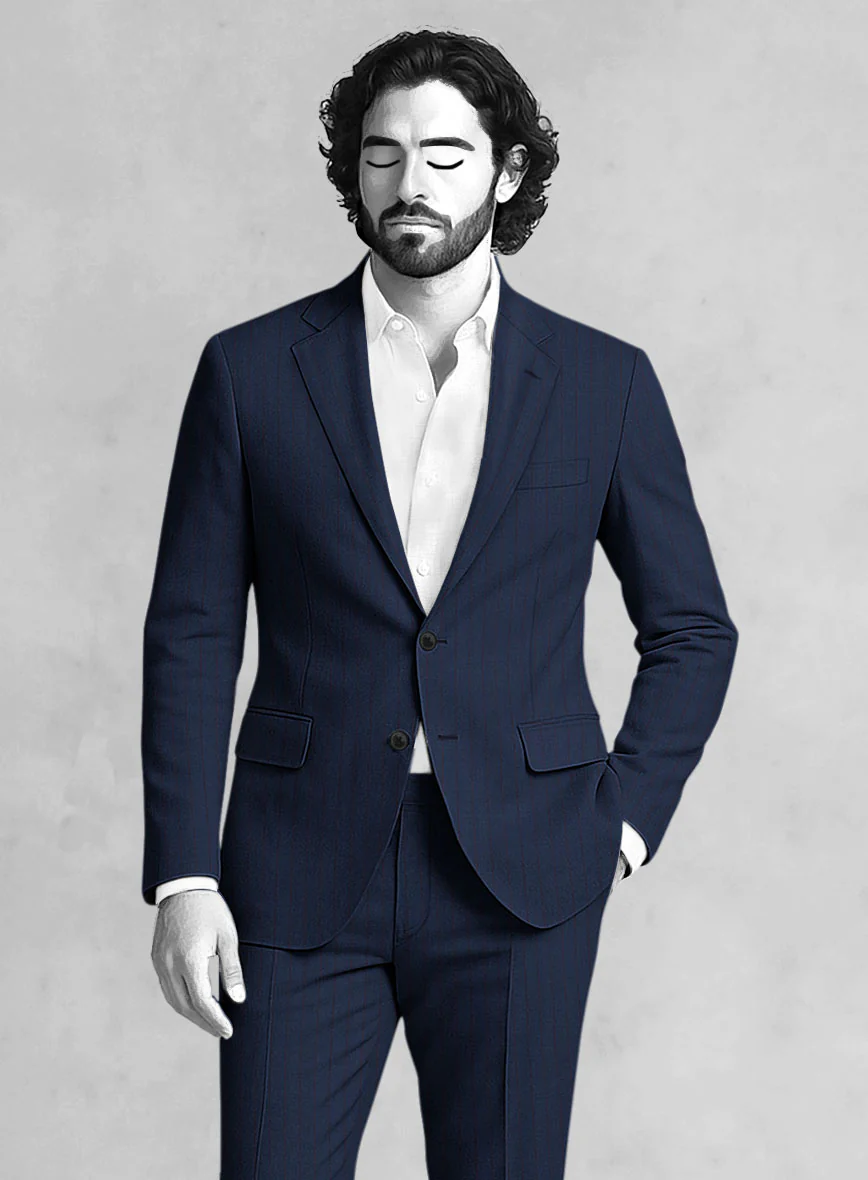 Napolean Kara Stripe Blue Wool Jacket - Image 2