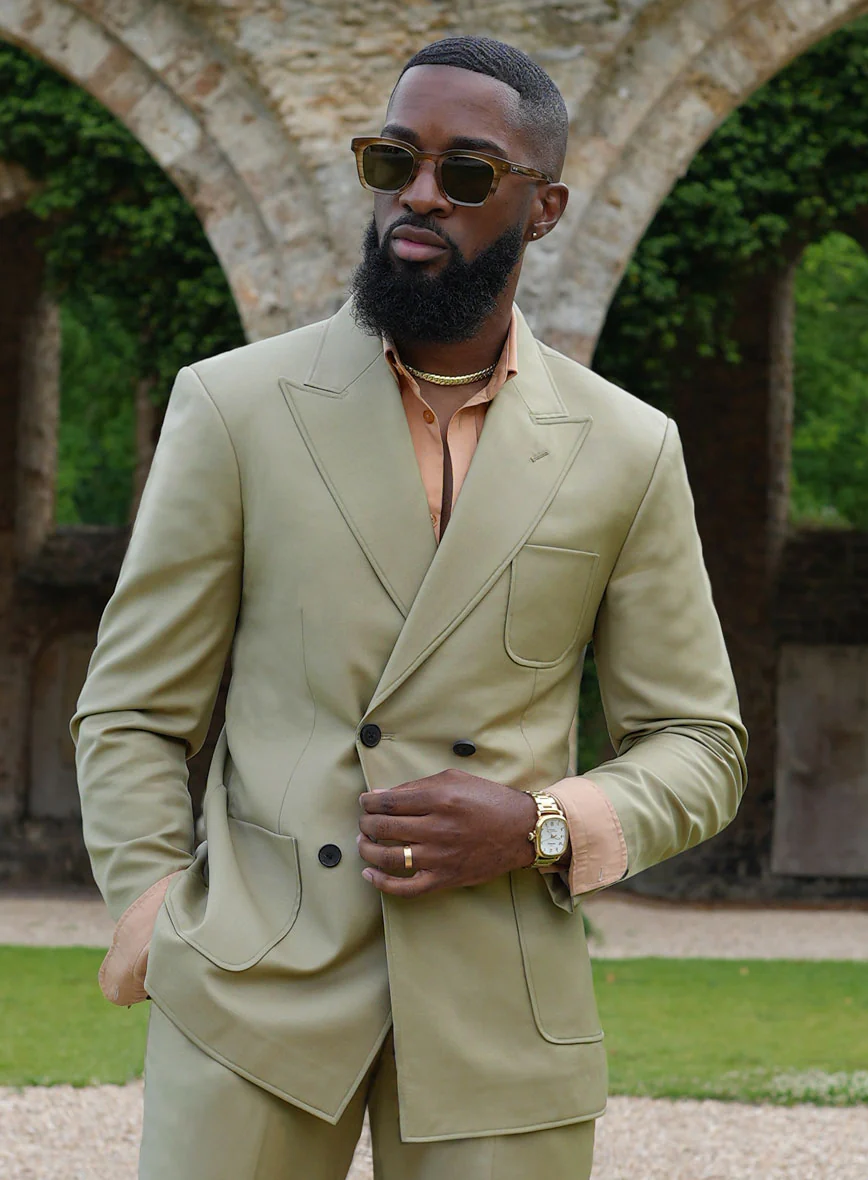 Napolean Light Khaki Wool Basel Double Breasted Jacket