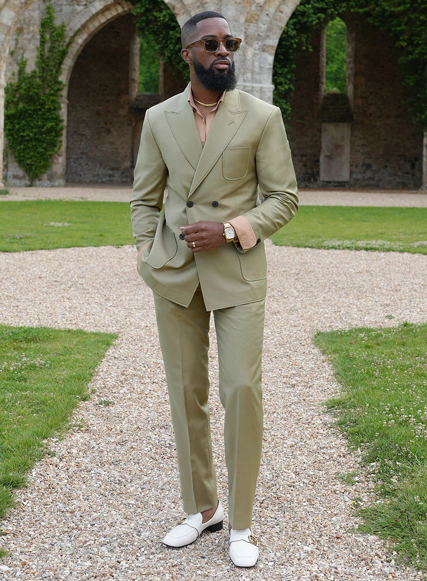 Napolean Light Khaki Wool Basel Double Breasted Suit