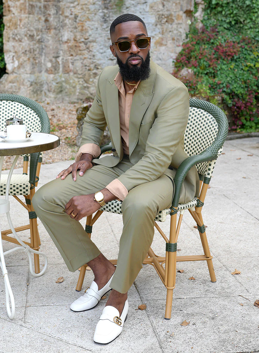 Napolean Light Khaki Wool Basel Double Breasted Suit - Image 3