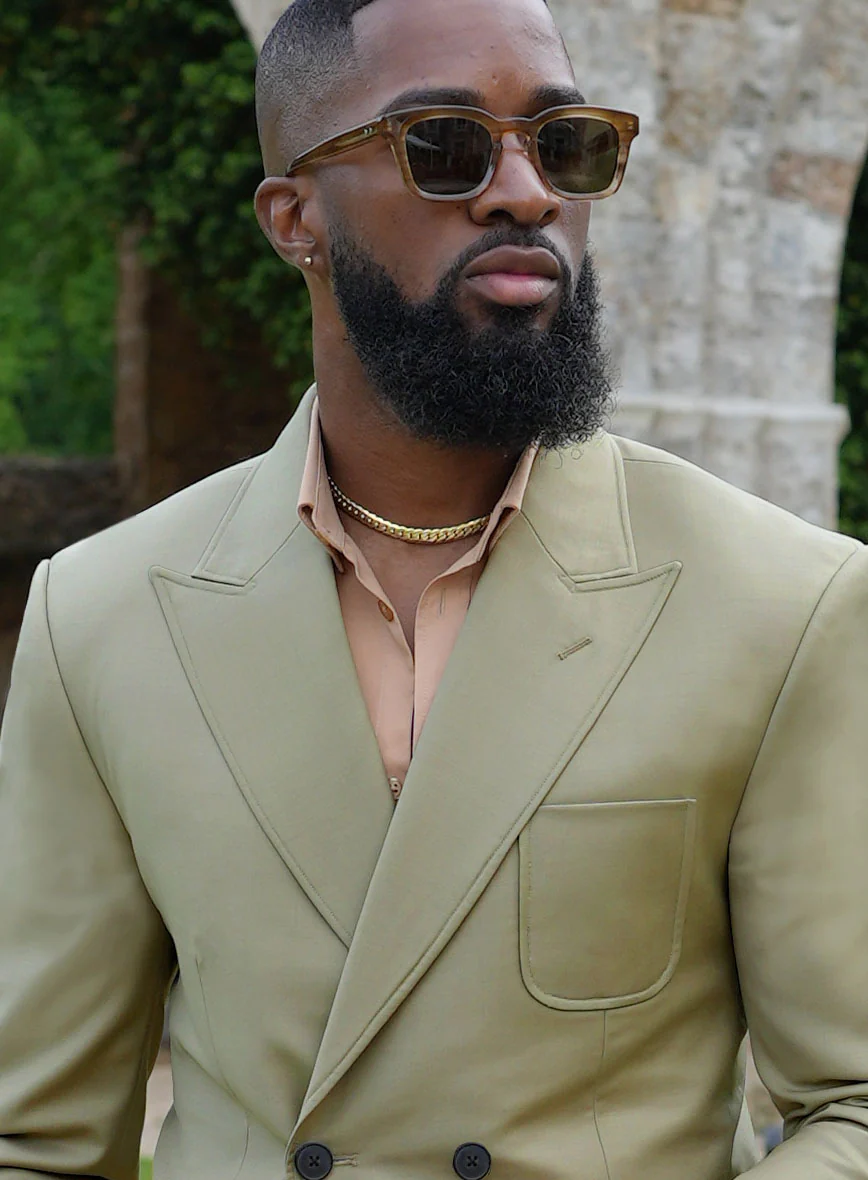 Napolean Light Khaki Wool Basel Double Breasted Suit - Image 4