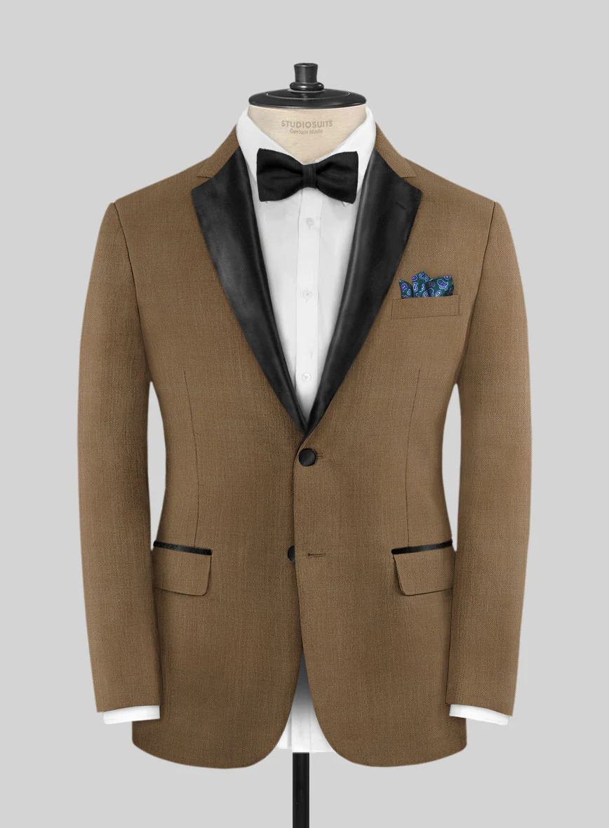 Napolean Melange Brown Wool Tuxedo Suit - Image 2