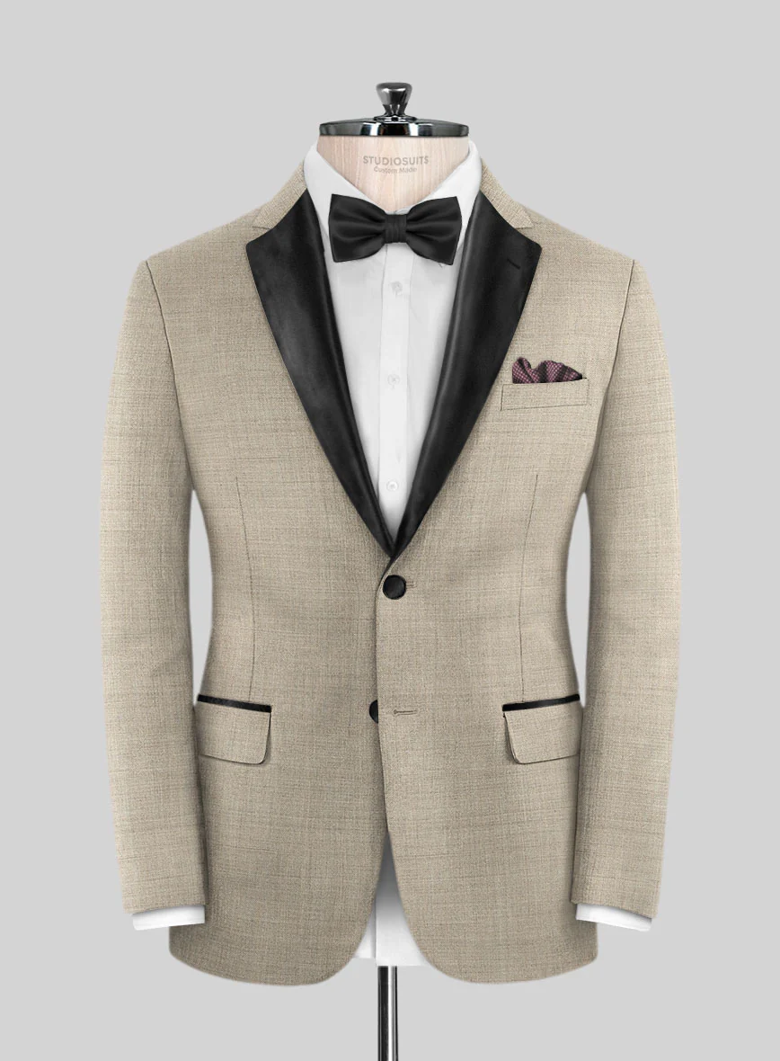 Napolean Melange Khaki Wool Tuxedo Suit - Image 2