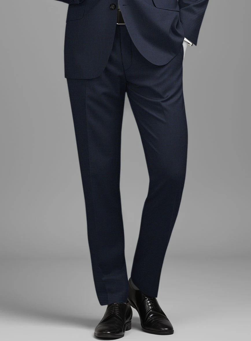 Napolean Mini Houndstooth Blue Wool Tuxedo Suit - Image 6