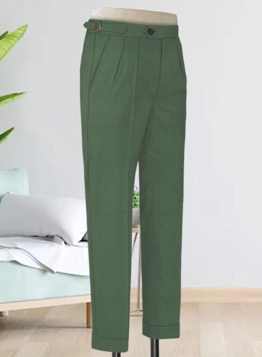 Napolean Moss Green Wool Highland Trousers - Image 4