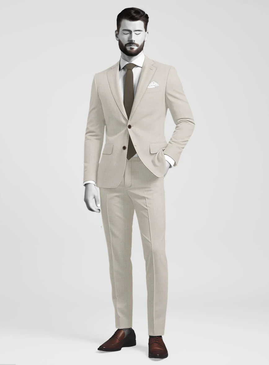 Napolean Muted Beige Wool Suit - Image 6