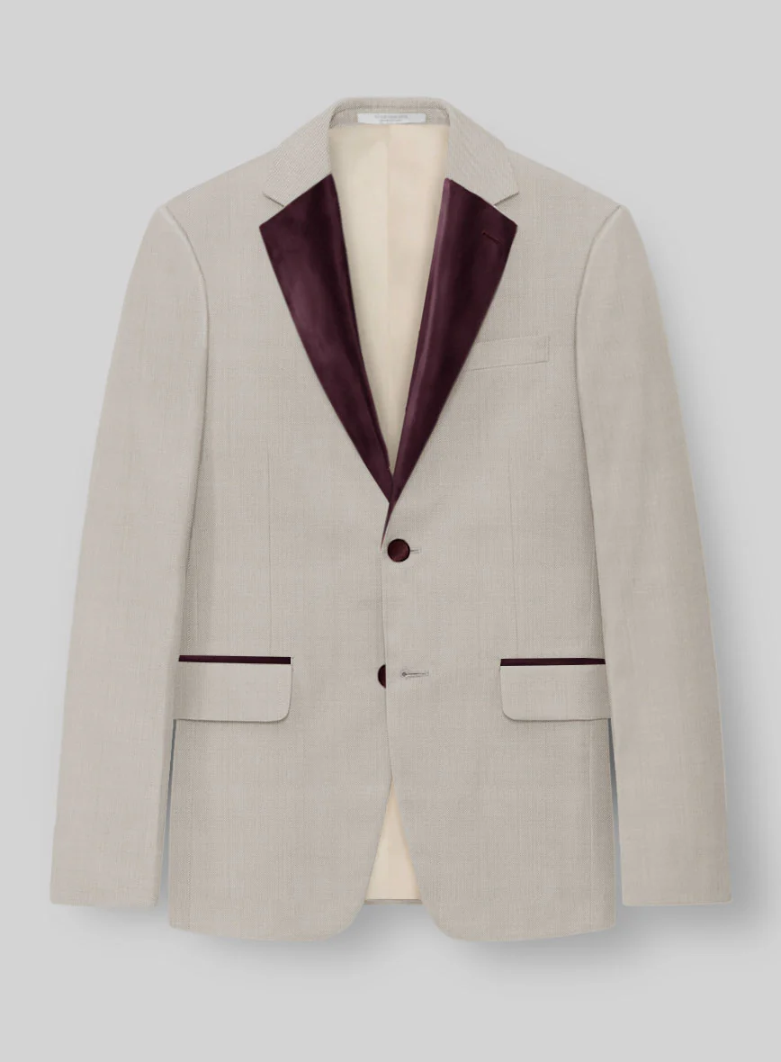 Napolean Wool Muted Beige Tuxedo Suit - Image 3