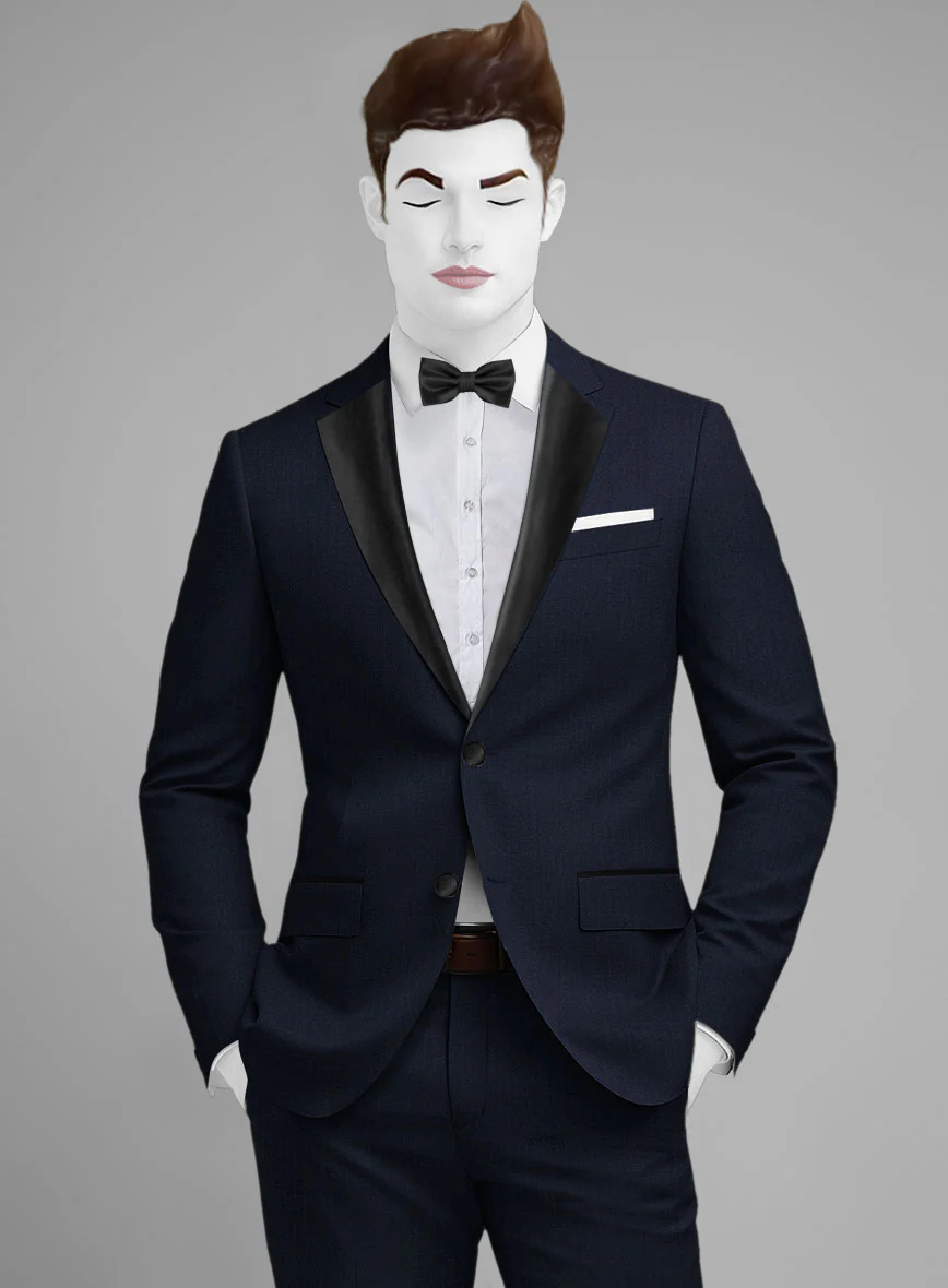 Napolean Navy Herringbone Wool Tuxedo Jacket - Image 2