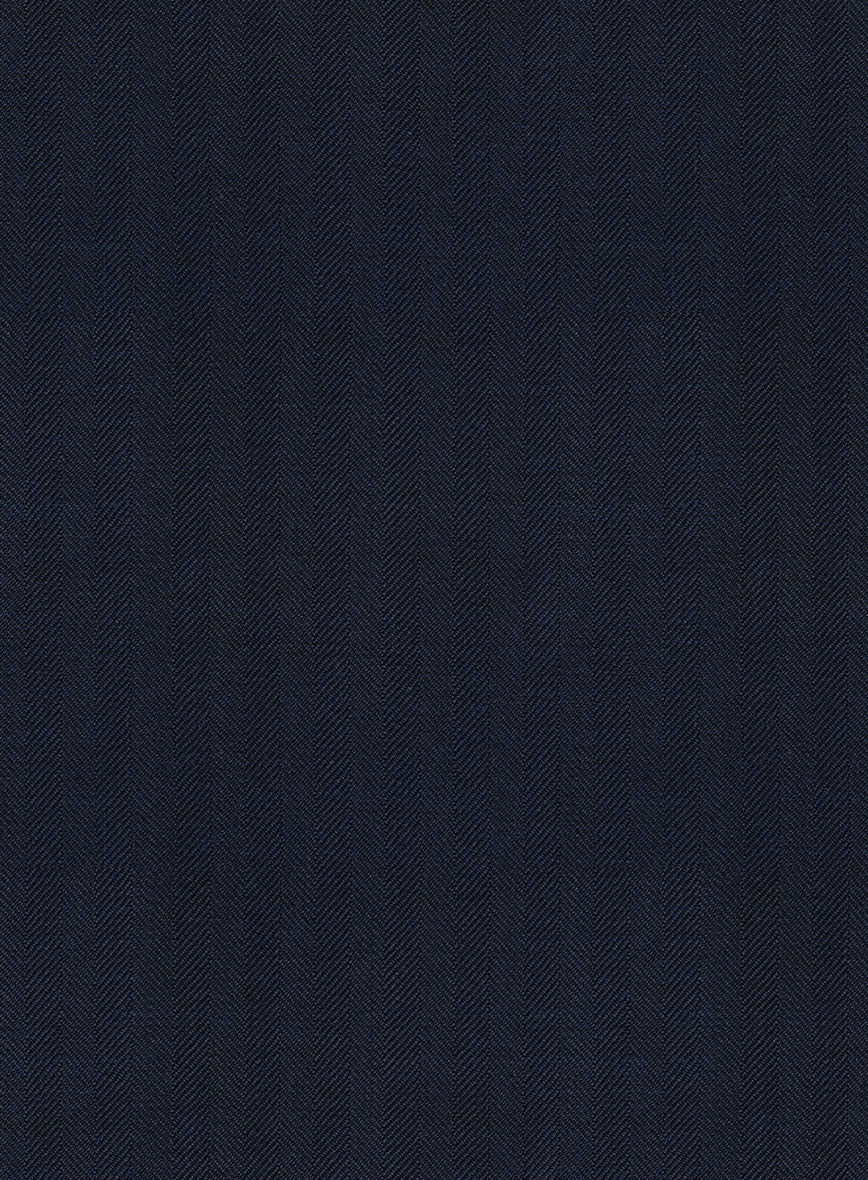 Napolean Navy Herringbone Wool Tuxedo Suit - Image 8