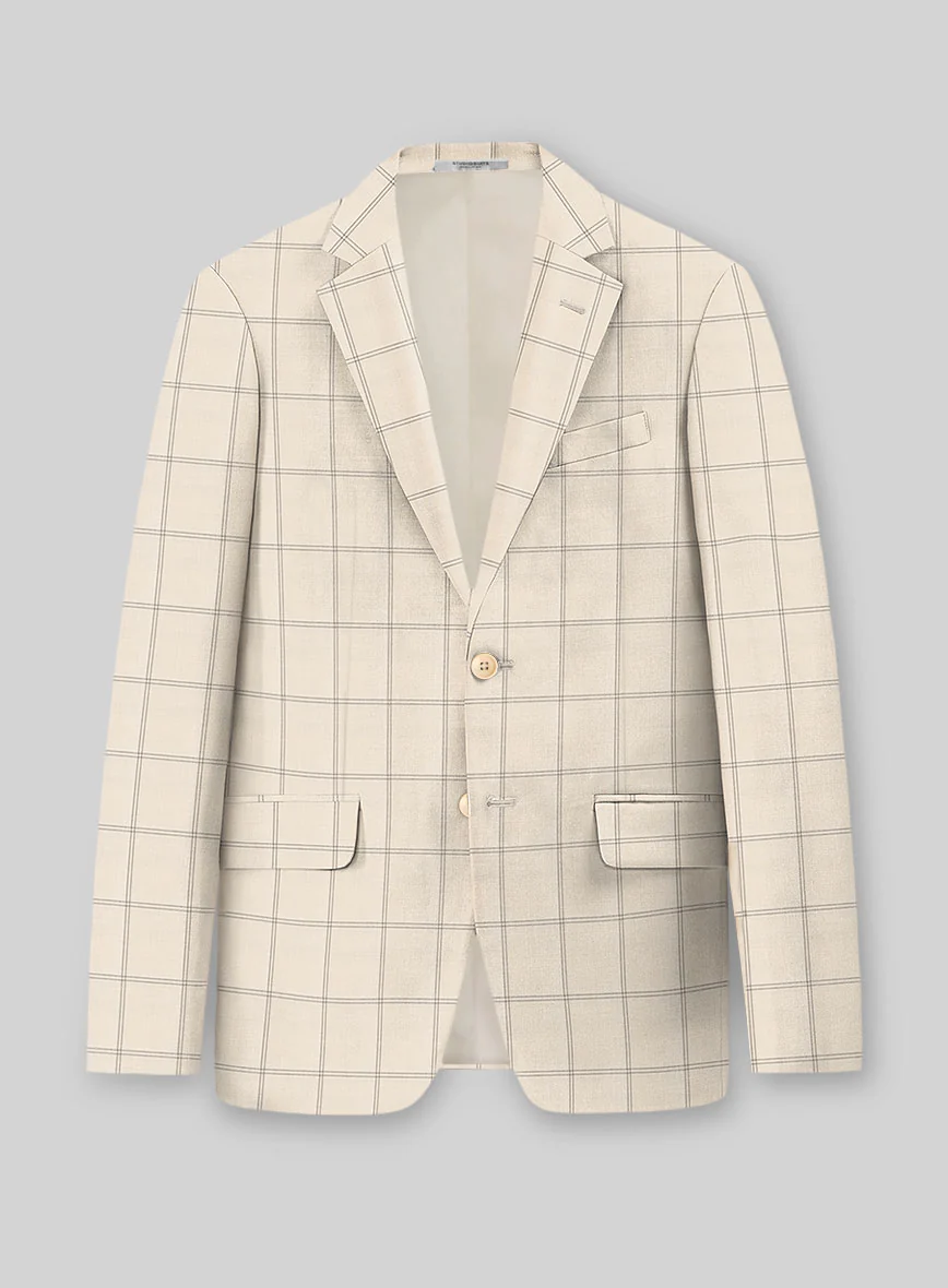 Napolean Noemi Windowpane Beige Wool Jacket
