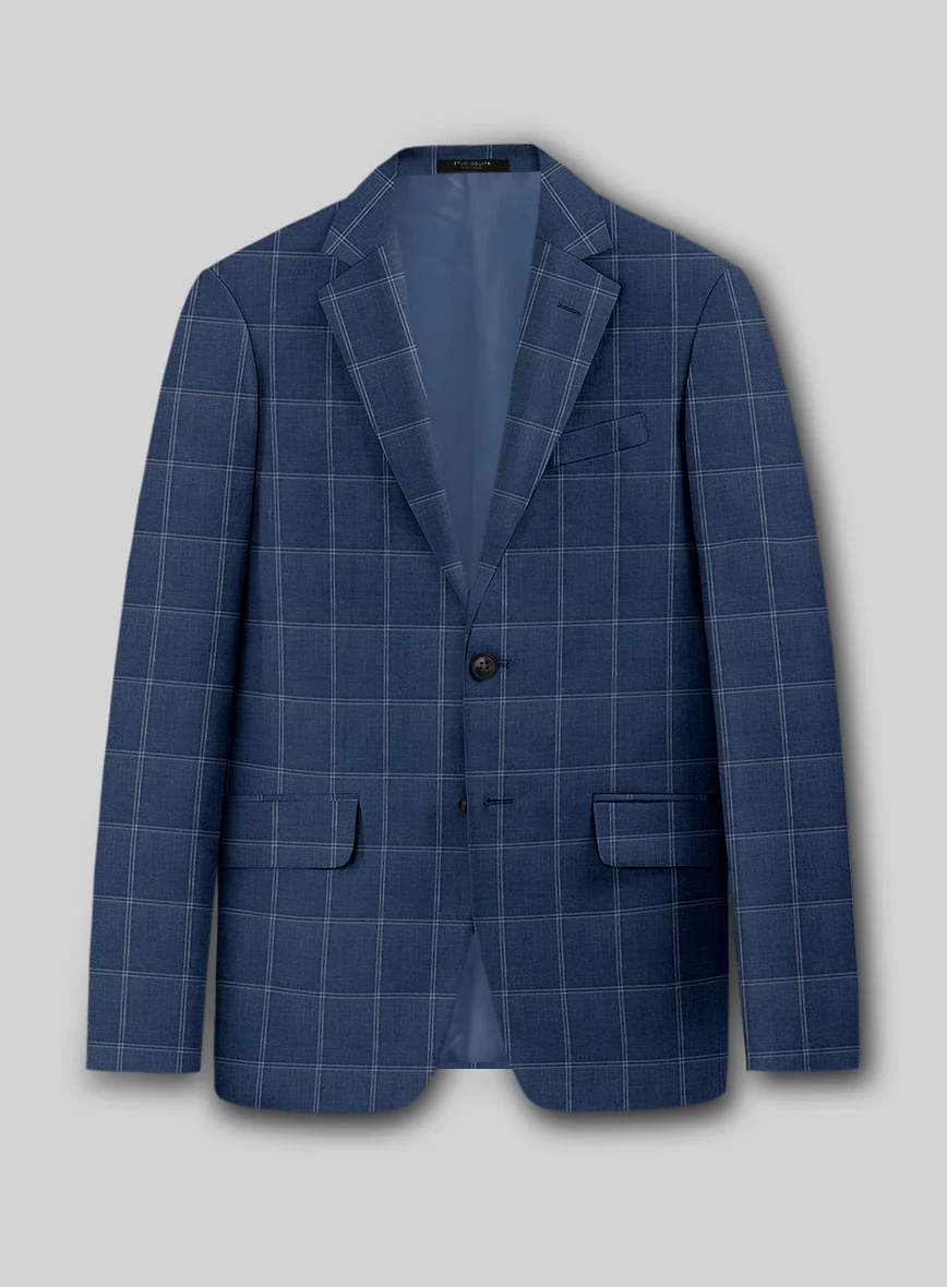 Napolean Noemi Windowpane Blue Wool Jacket
