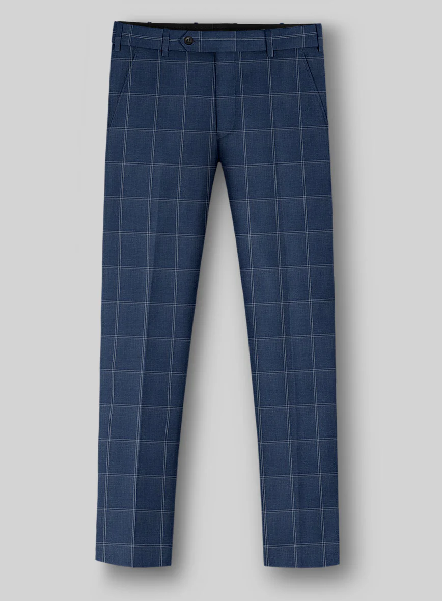 Napolean Noemi Windowpane Blue Wool Pants - Image 2