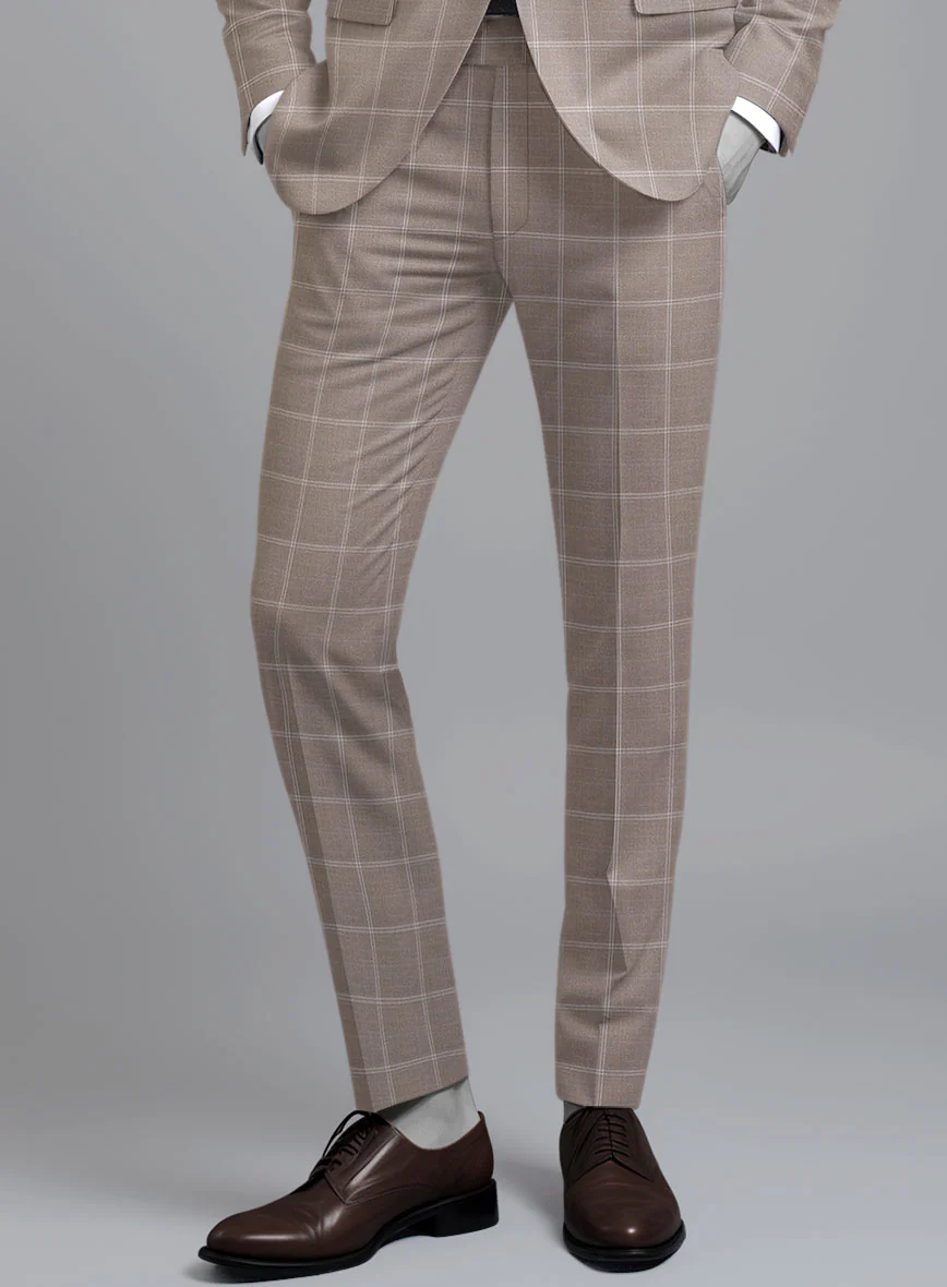 Napolean Noemi Windowpane Brown Wool Pants - Image 2