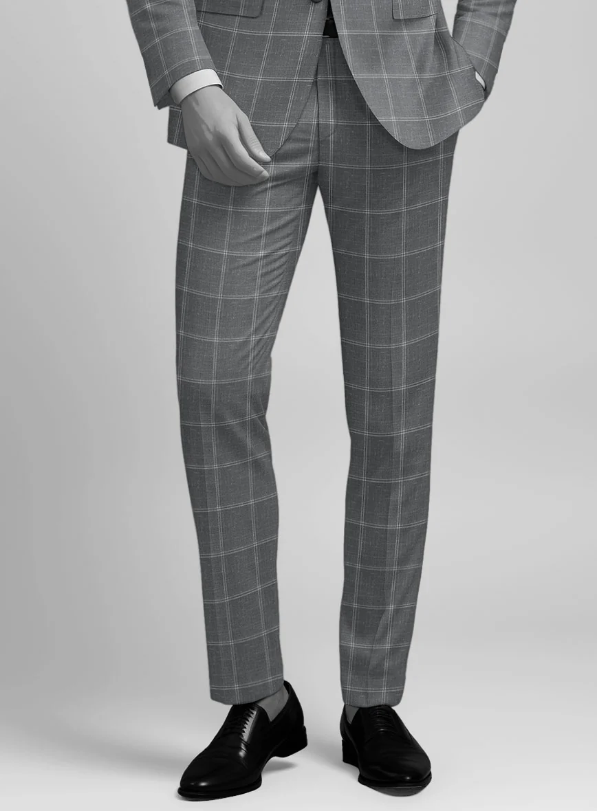 Napolean Noemi Windowpane Gray Wool Pants
