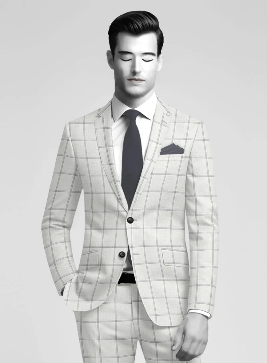 Napolean Noemi Windowpane Light Gray Wool Jacket - Image 2