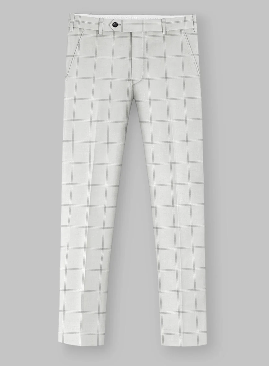 Napolean Noemi Windowpane Light Gray Wool Pants - Image 2
