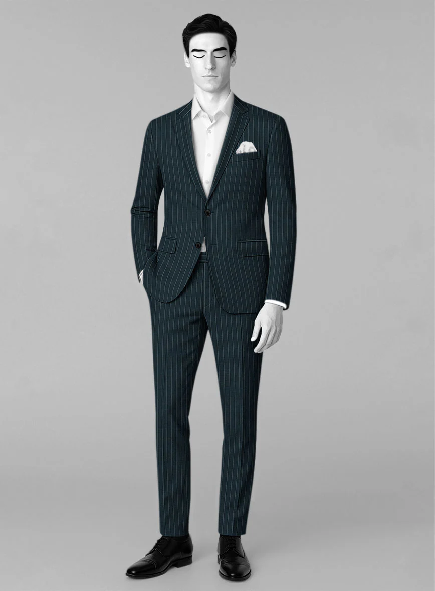 Napolean Oresto Stripe Dark Blue Wool Suit