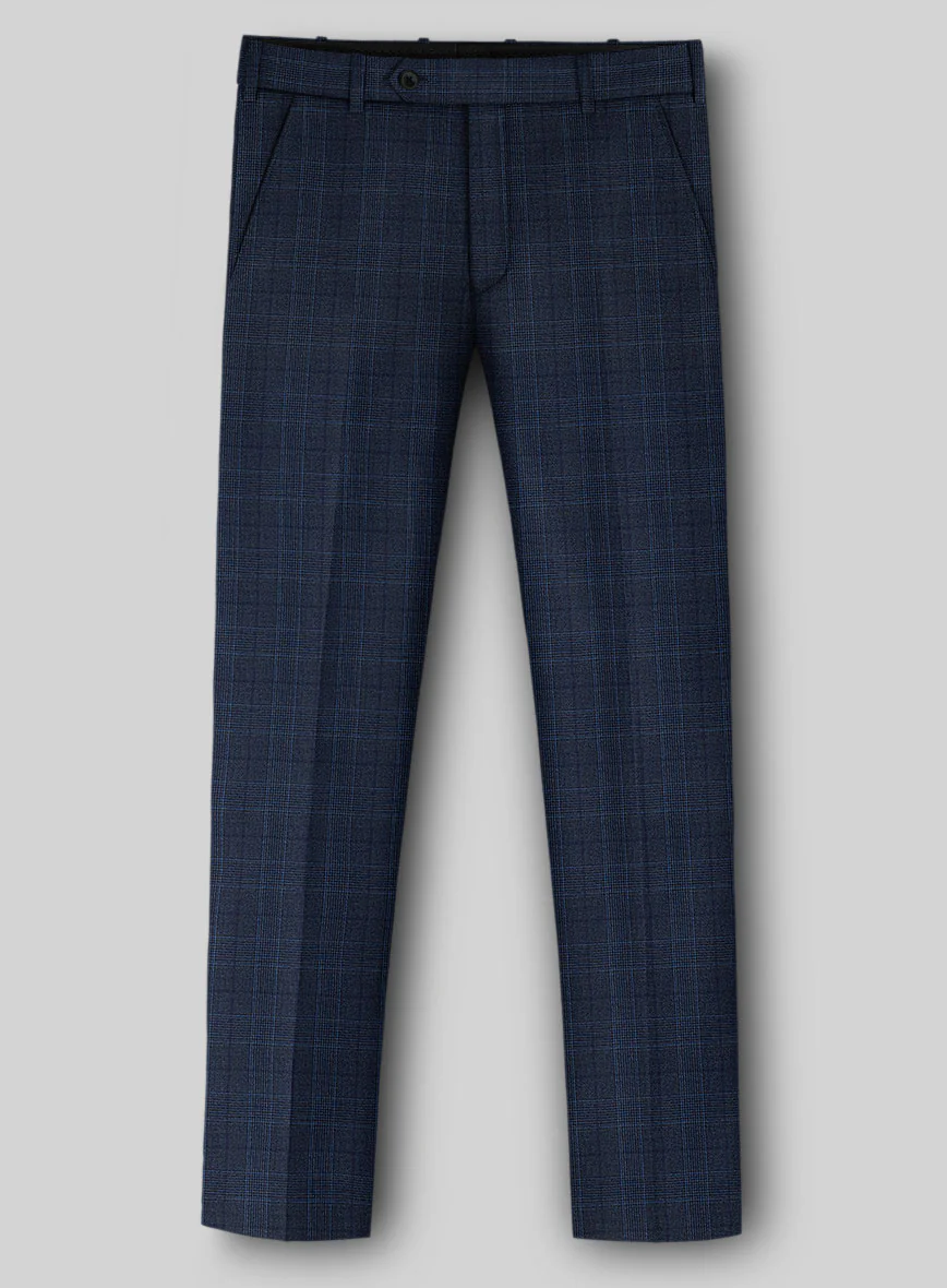 Napolean Porter Prince Of Wales Blue Wool Pants