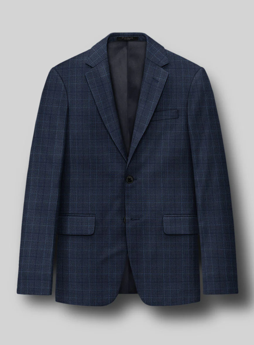 Napolean Porter Prince Of Wales Blue Wool Suit - Image 3