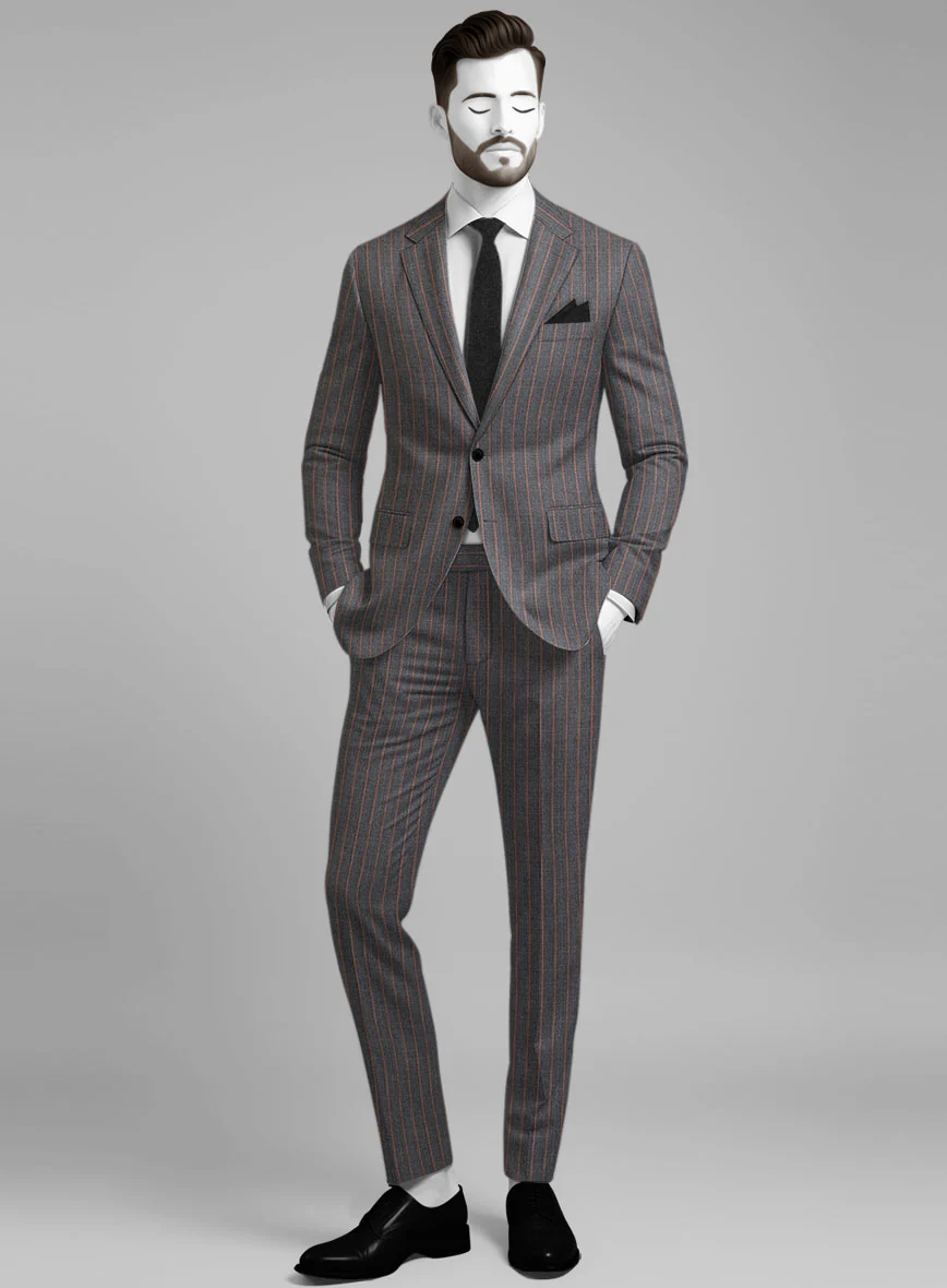 Napolean Raffa Stripe Ash Wool Suit