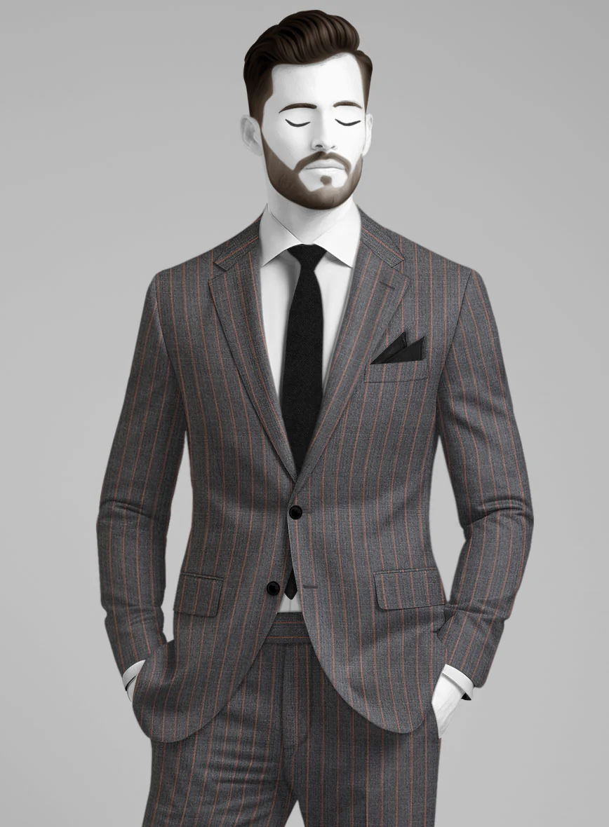 Napolean Raffa Stripe Ash Wool Suit - Image 3
