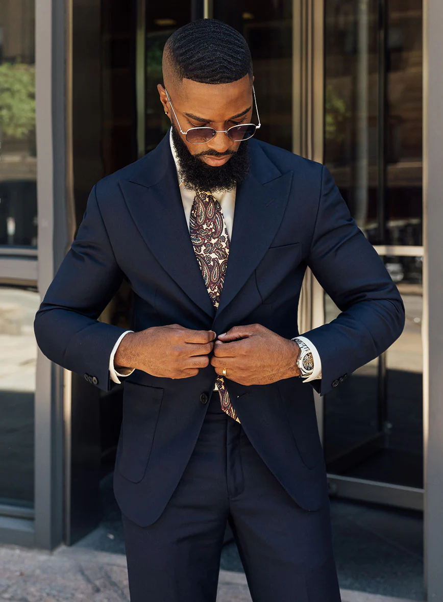 Napolean Royal Blue Birdseye Pablo Style Wool Suit - Image 4