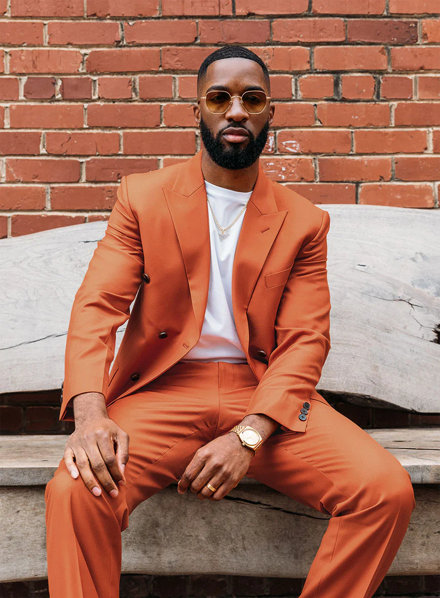 Napolean Runway Orange Wool Double Breasted Suit - Image 3