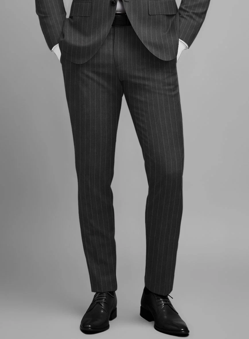 Napolean Santi Stripe Charcoal Wool Pants - Image 2