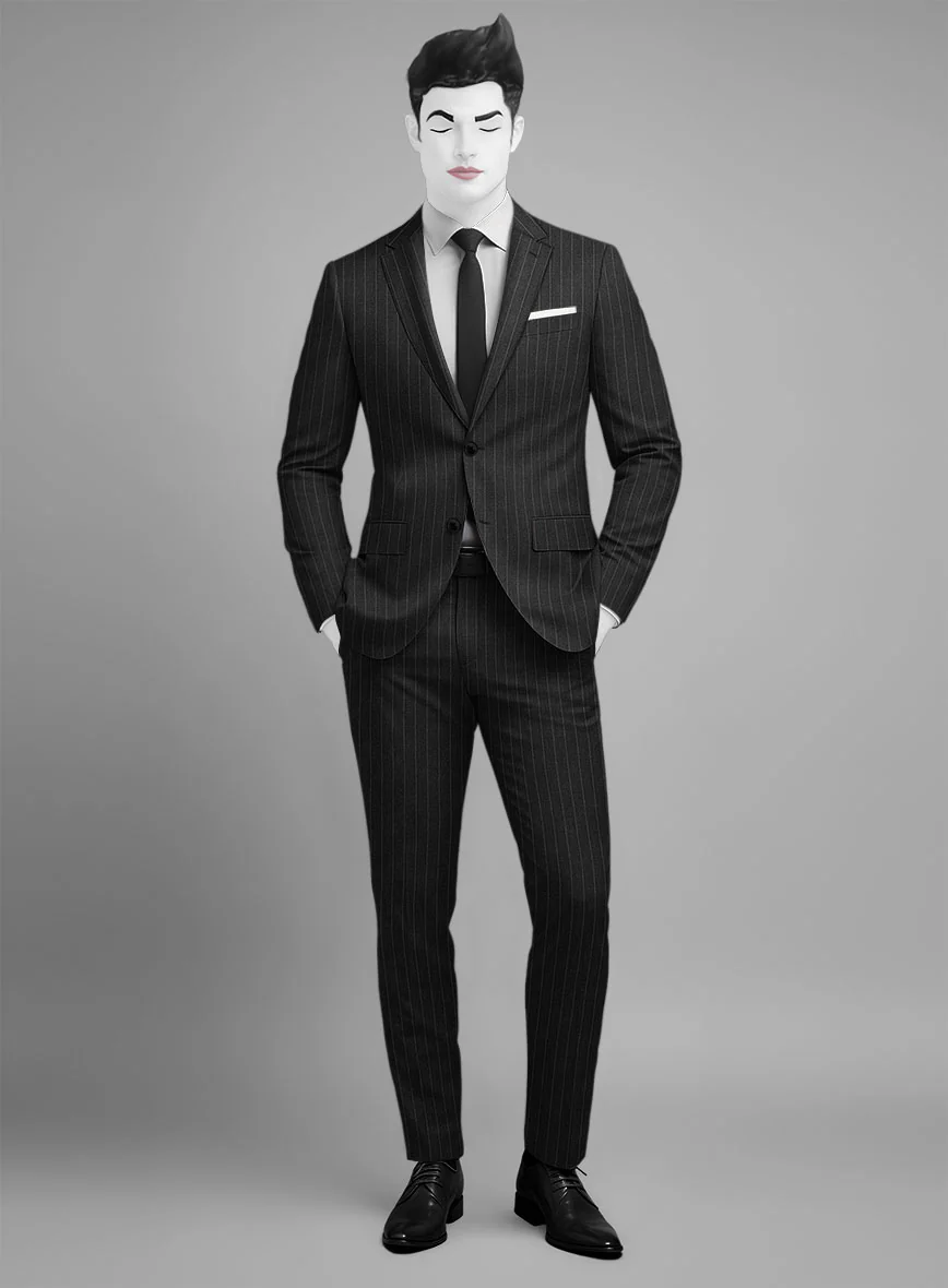 Napolean Santi Stripe Charcoal Wool Suit