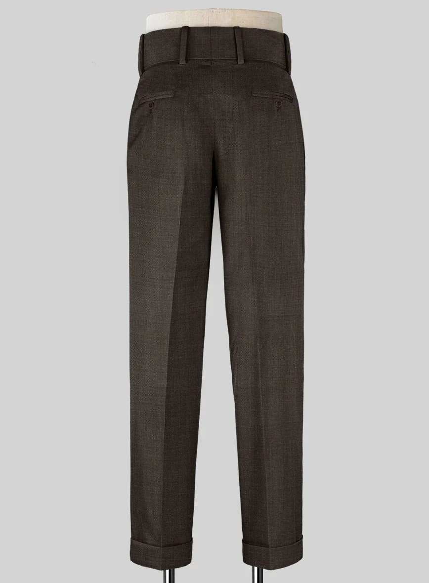 Napolean Sharkskin Brown Double Gurkha Wool Trousers - Image 2