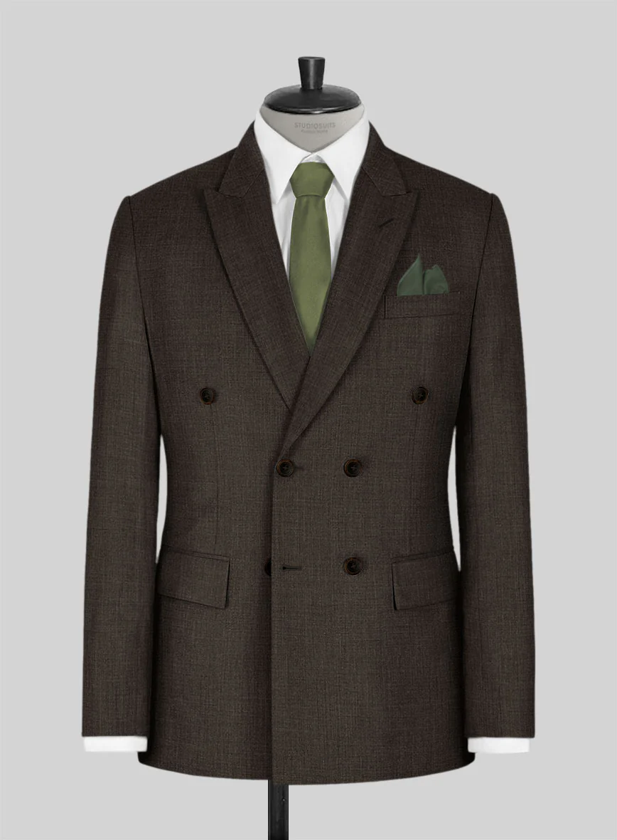 Napolean Sharkskin Brown Wool Double Breasted Jacket