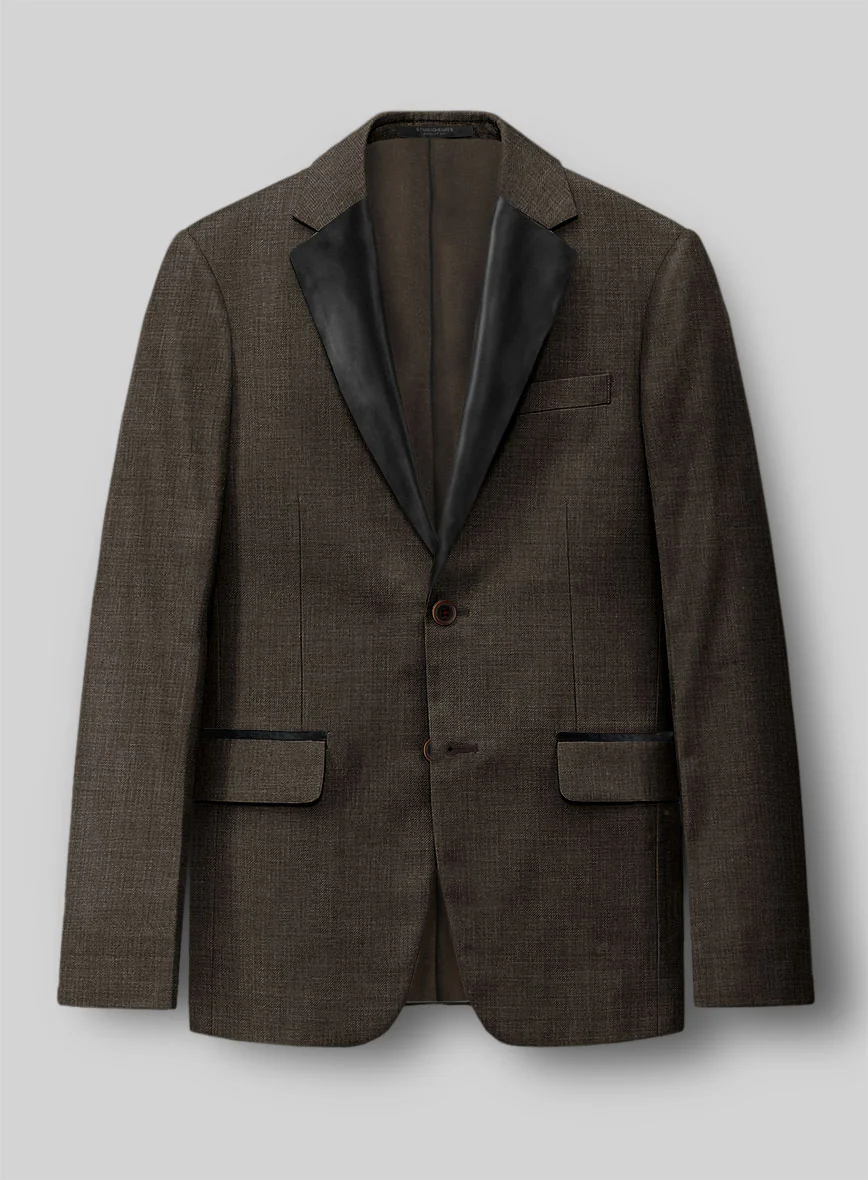 Napolean Sharkskin Brown Wool Tuxedo Jacket - Image 3