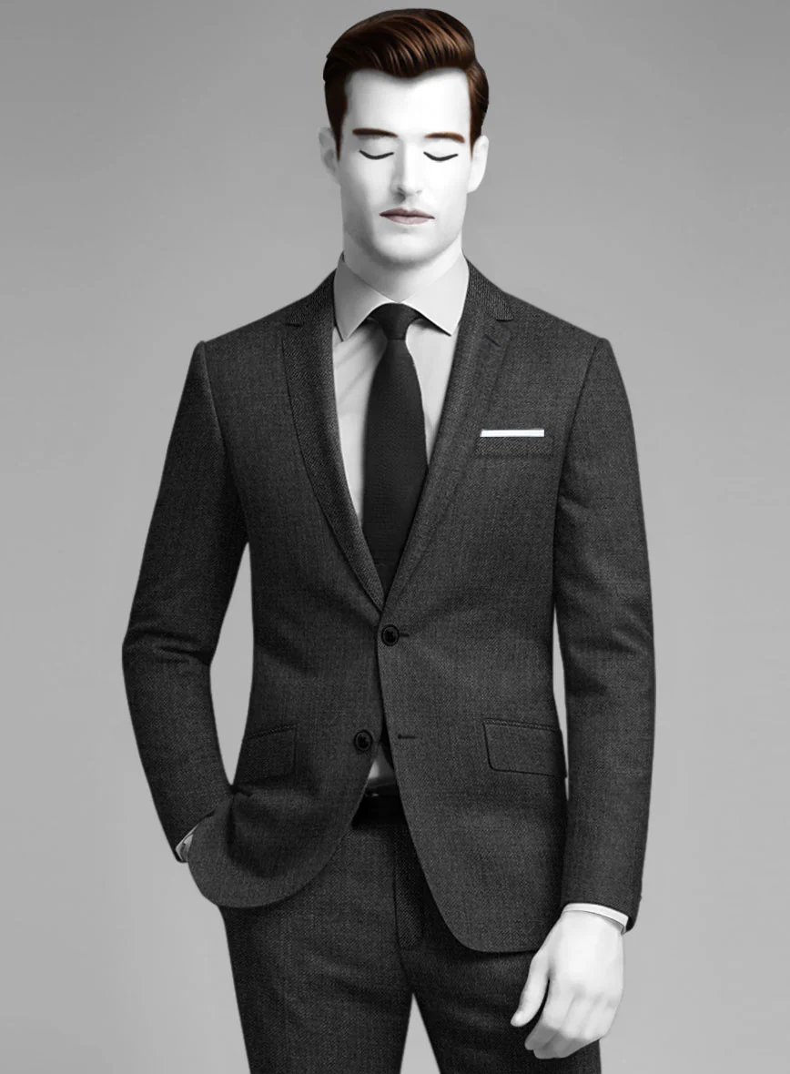 Napolean Sharkskin Charcoal Wool Suit - Image 4