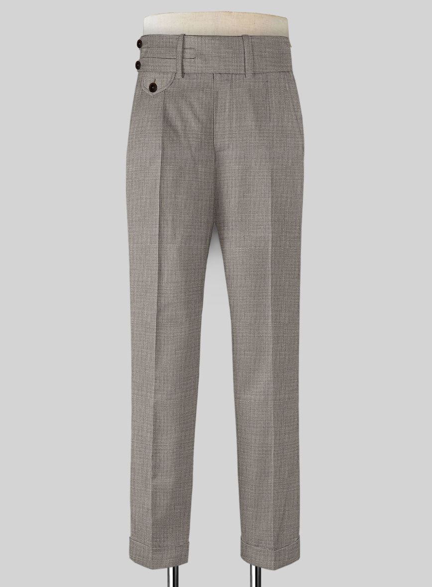 Napolean Sharkskin Light Brown Double Gurkha Wool Trousers