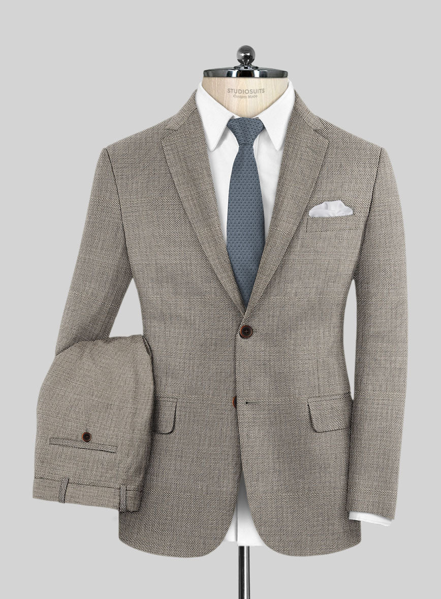 Napolean Sharkskin Light Brown Wool Suit - Image 2