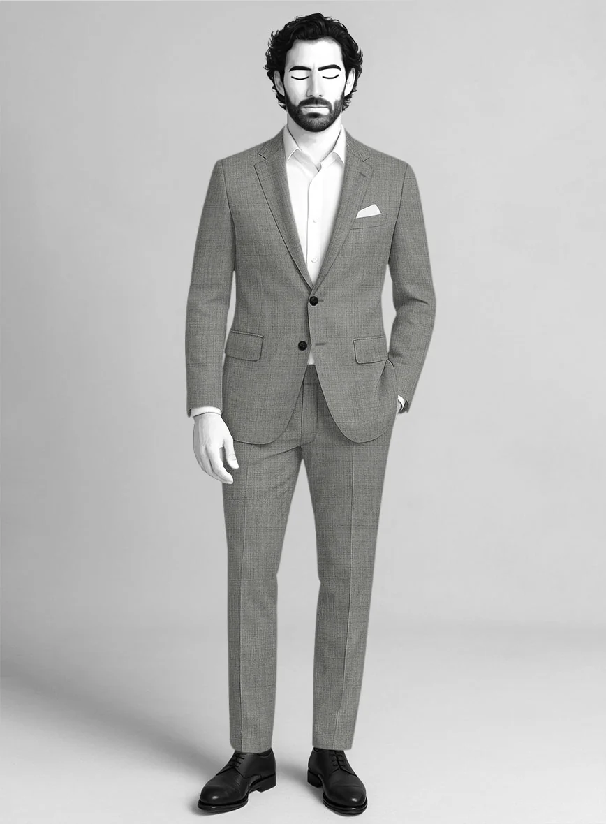 Napolean Sharkskin Light Gray Wool Suit