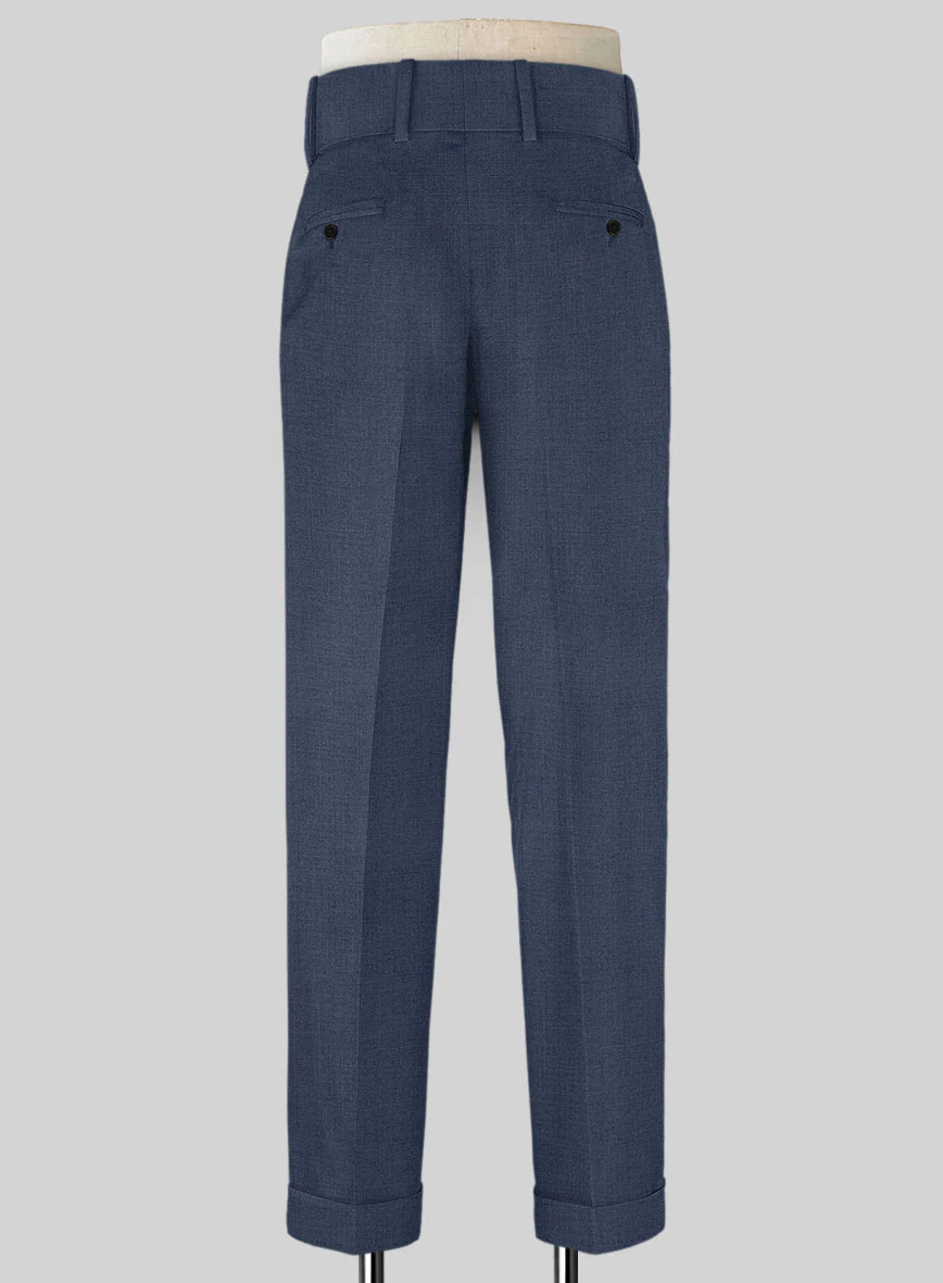 Napolean Slate Blue Double Gurkha Wool Trousers - Image 2