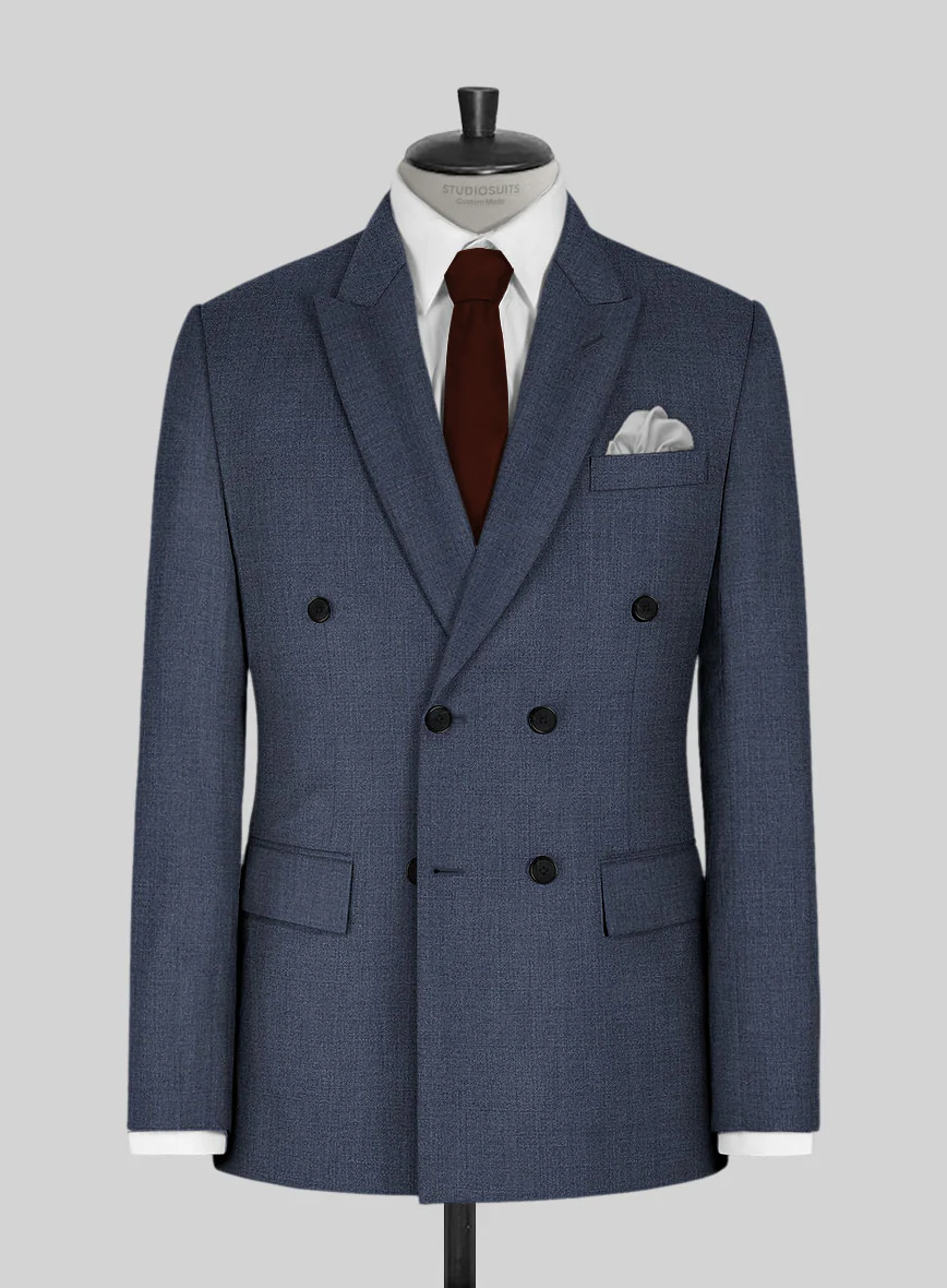 Napolean Slate Blue Wool Double Breasted Suit - Image 2