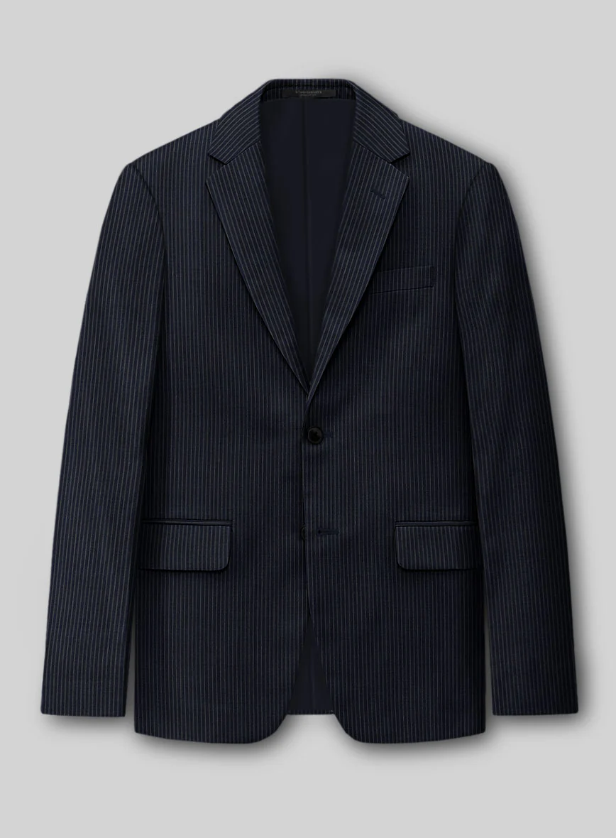 Napolean Slim Stripe Blue Wool Suit - Image 3