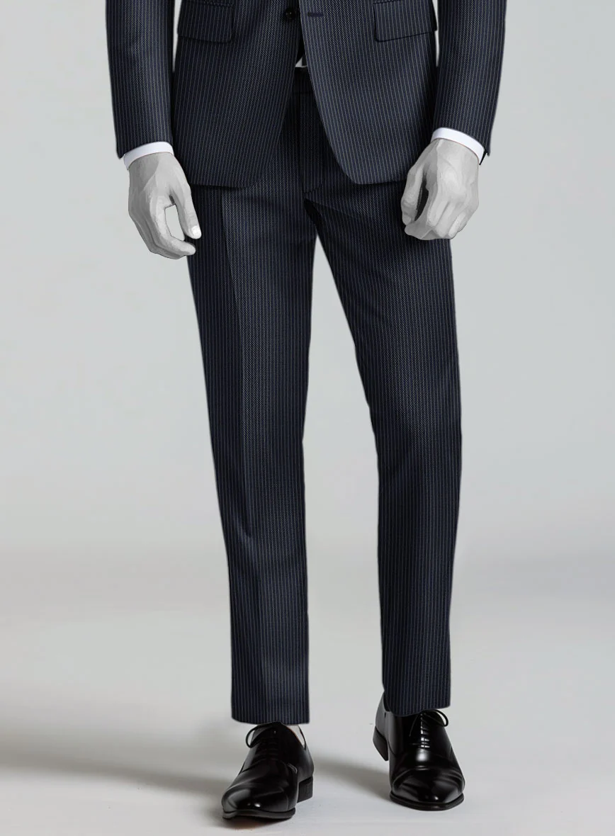 Napolean Slim Stripe Blue Wool Suit - Image 6