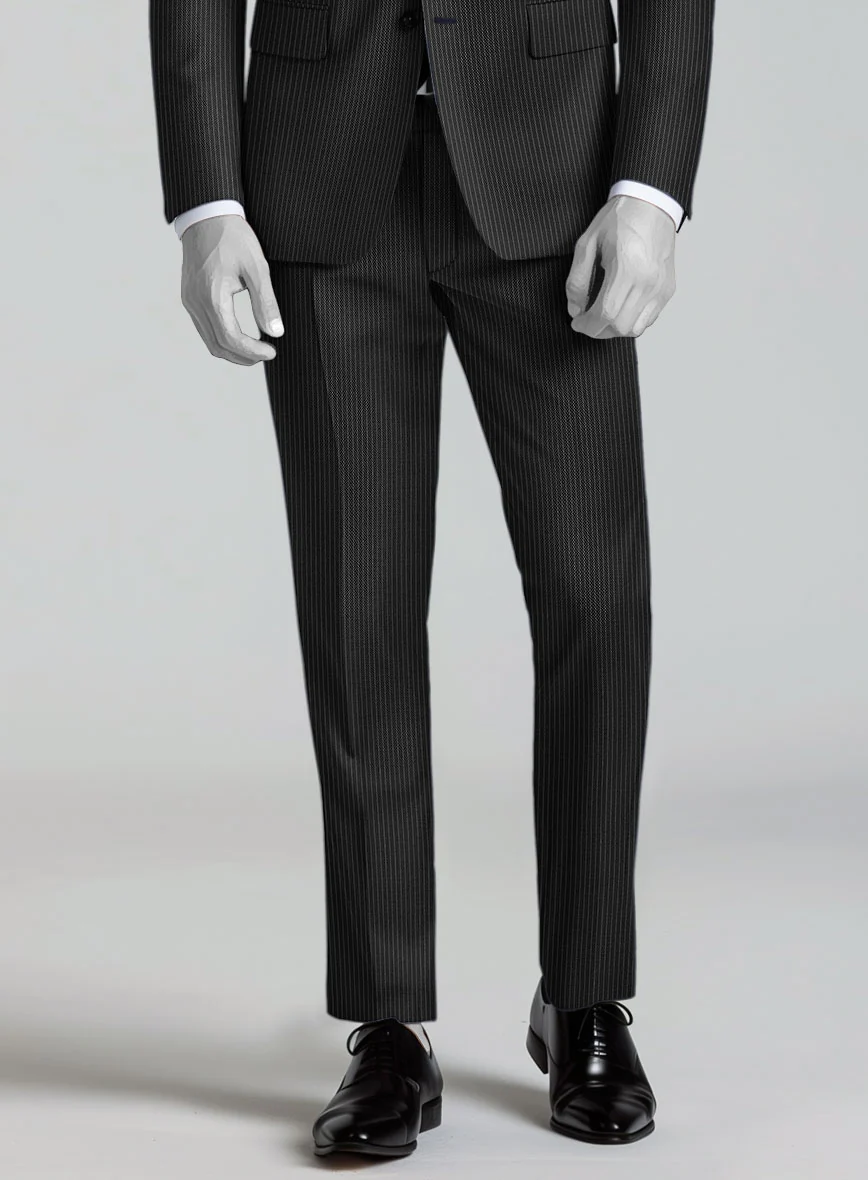 Napolean Slim Stripe Charcoal Wool Pants - Image 2