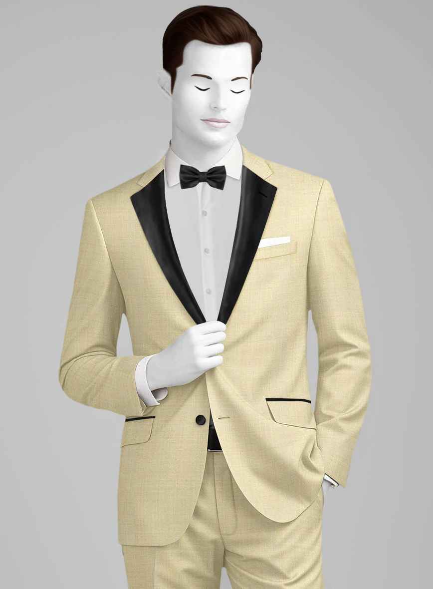 Napolean Spring Latte Beige Wool Tuxedo Jacket - Image 2